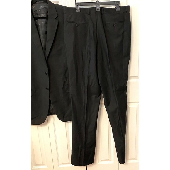 NWT Carlos Lusso Men's 44L 2pc Pants (38W) Suit Jacket Black Formal Career Prom - Picture 4 of 13